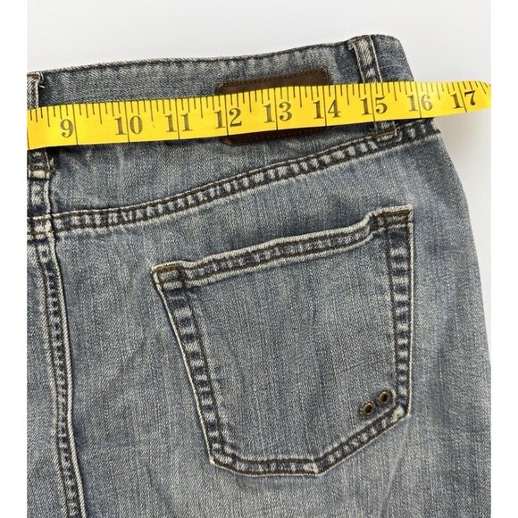 90s Converse Distressed Denim Mini Skirt – Size 30, Raw Hem, Zipper Pockets - Picture 8 of 8